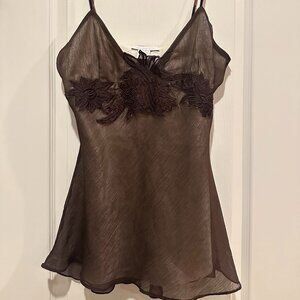 Brown Vintage Charlotte Russe Babydoll Top (Size Large)